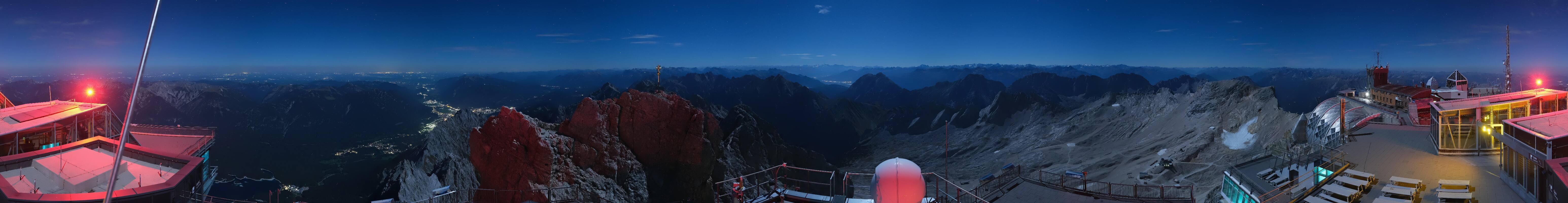 Archiv Foto Webcam Zugspitze: Panoramablick vom Gipfel