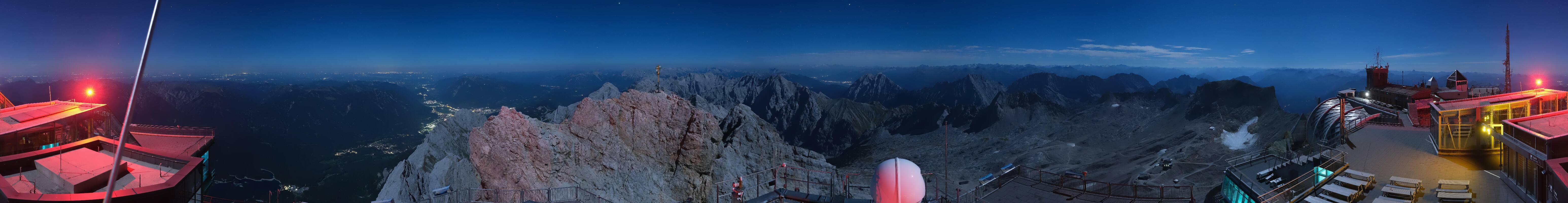 Archiv Foto Webcam Zugspitze: Panoramablick vom Gipfel
