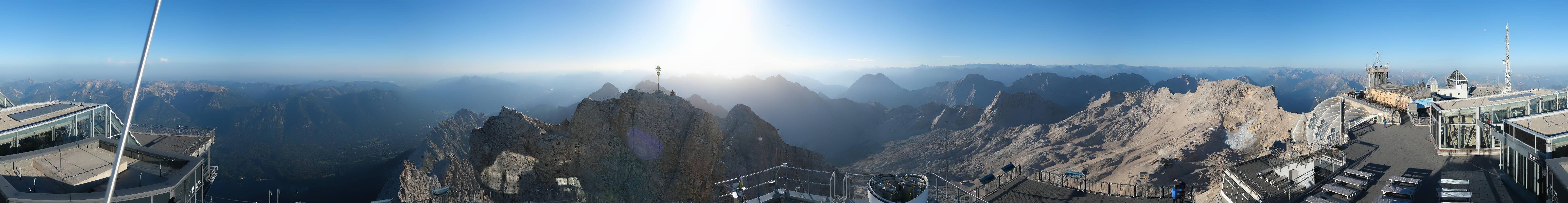 Archiv Foto Webcam Zugspitze: Panoramablick vom Gipfel
