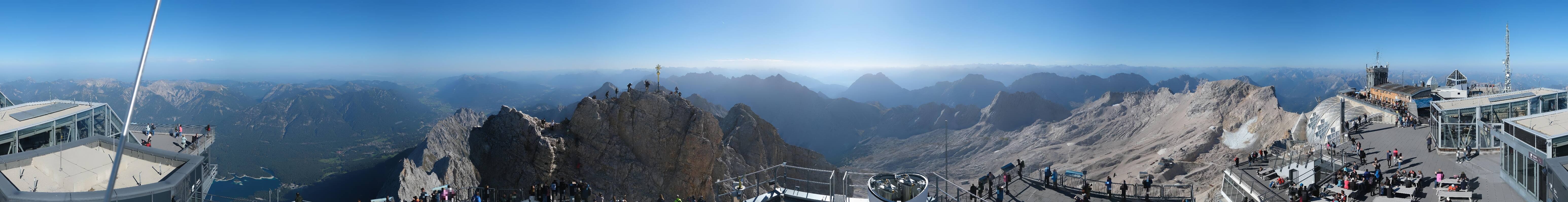 Archiv Foto Webcam Zugspitze: Panoramablick vom Gipfel