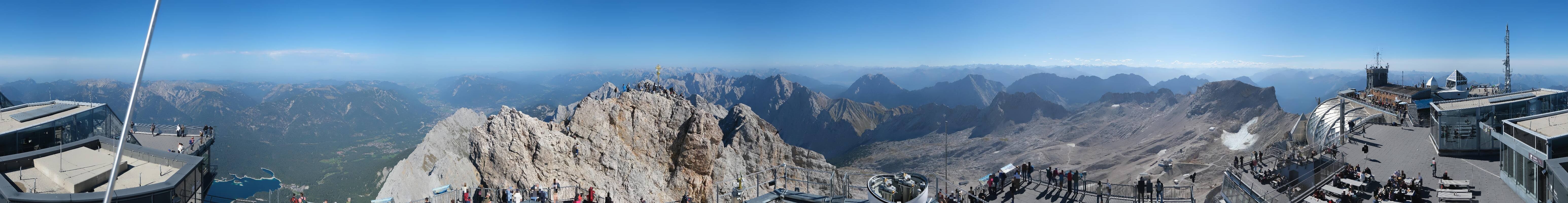 Archiv Foto Webcam Zugspitze: Panoramablick vom Gipfel