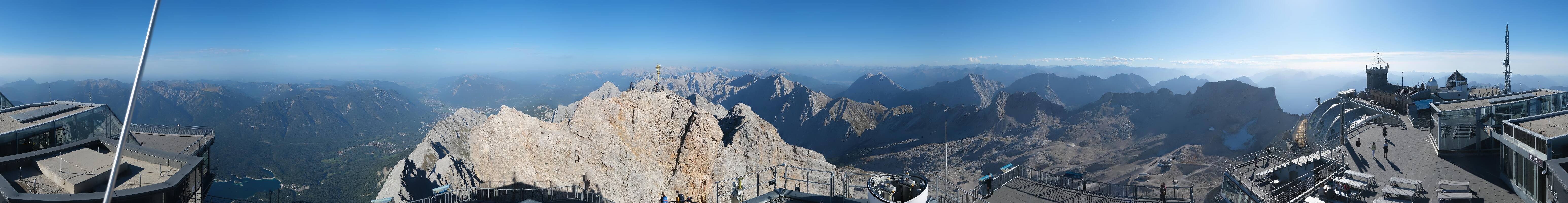 Archiv Foto Webcam Zugspitze: Panoramablick vom Gipfel