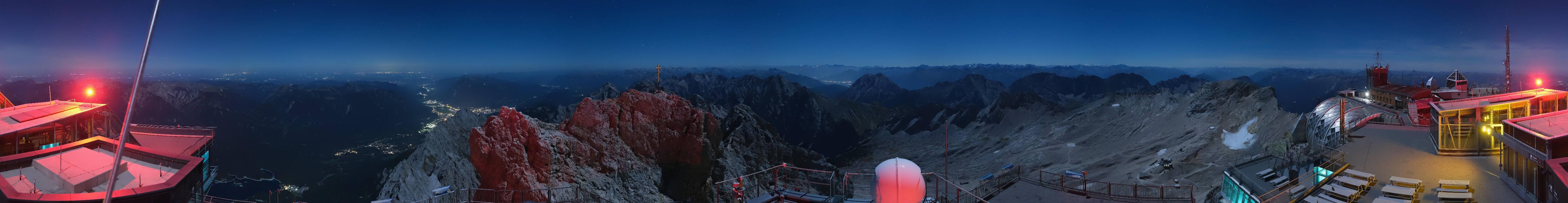 Archiv Foto Webcam Zugspitze: Panoramablick vom Gipfel