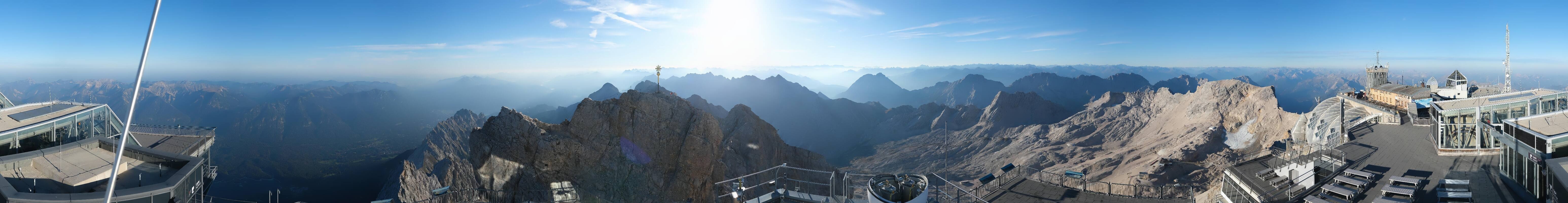 Archiv Foto Webcam Zugspitze: Panoramablick vom Gipfel