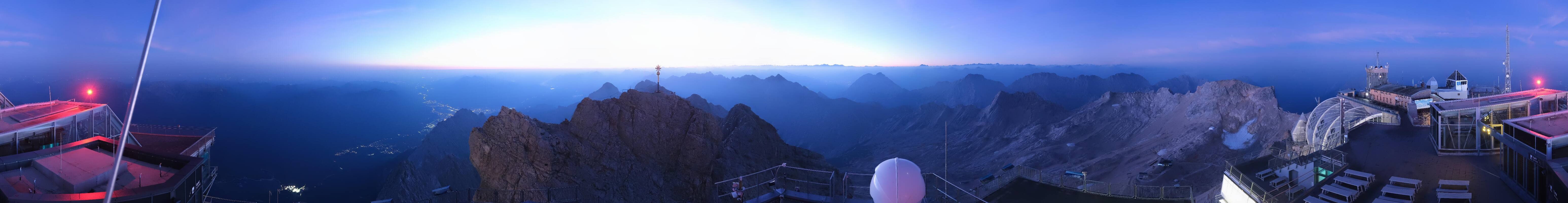Archiv Foto Webcam Zugspitze: Panoramablick vom Gipfel