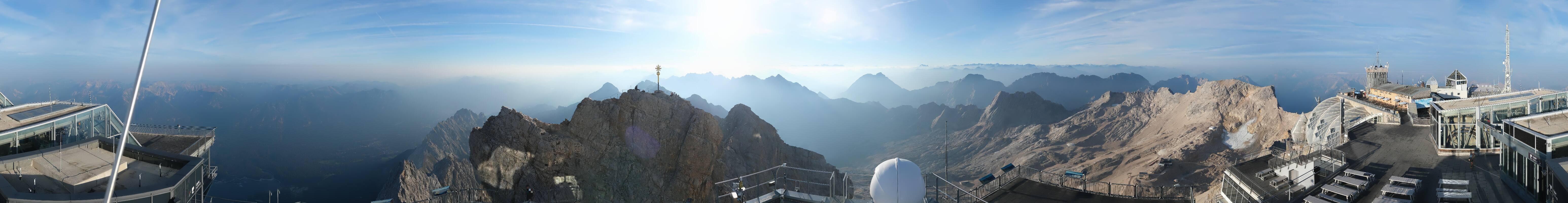 Archiv Foto Webcam Zugspitze: Panoramablick vom Gipfel