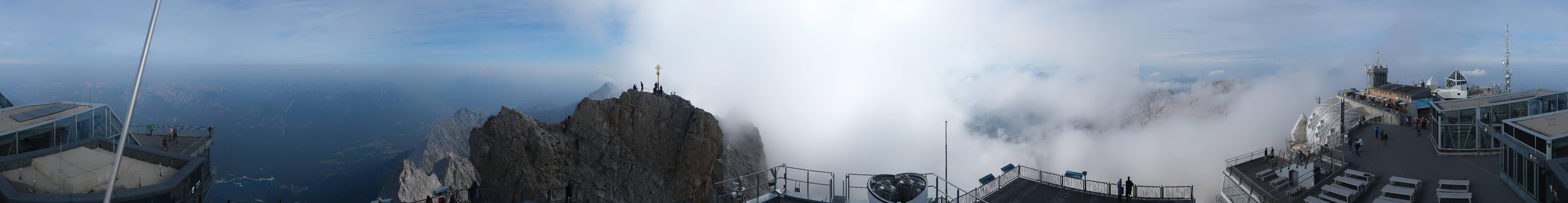 Archiv Foto Webcam Zugspitze: Panoramablick vom Gipfel