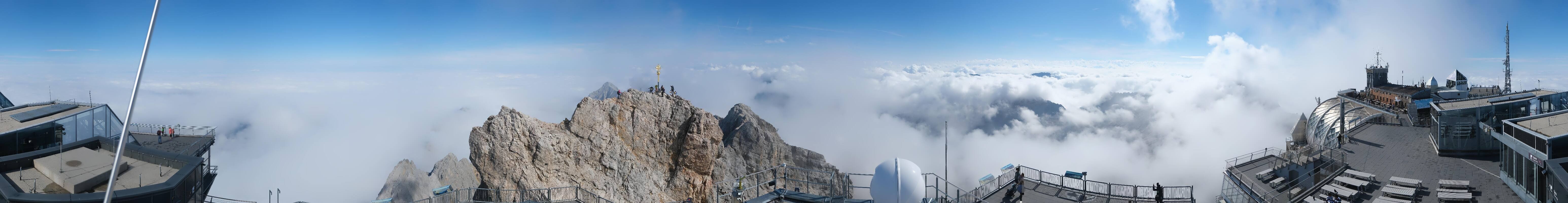 Archiv Foto Webcam Zugspitze: Panoramablick vom Gipfel