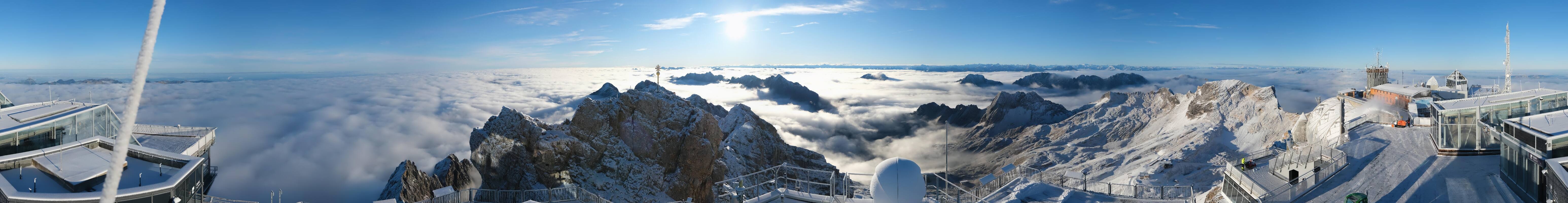 Archiv Foto Webcam Zugspitze: Panoramablick vom Gipfel