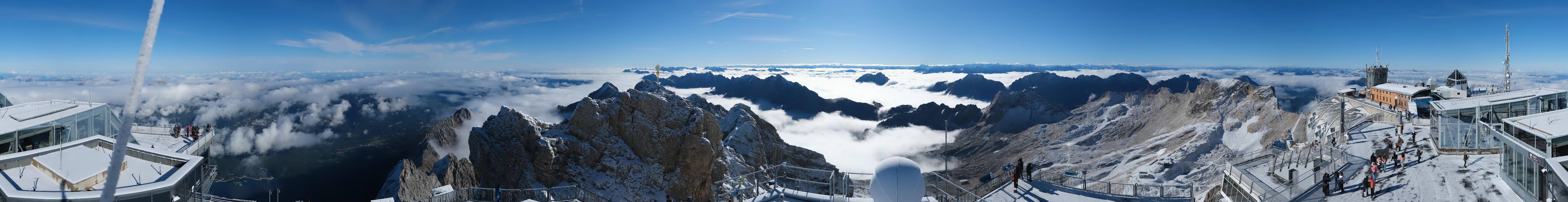 Archiv Foto Webcam Zugspitze: Panoramablick vom Gipfel