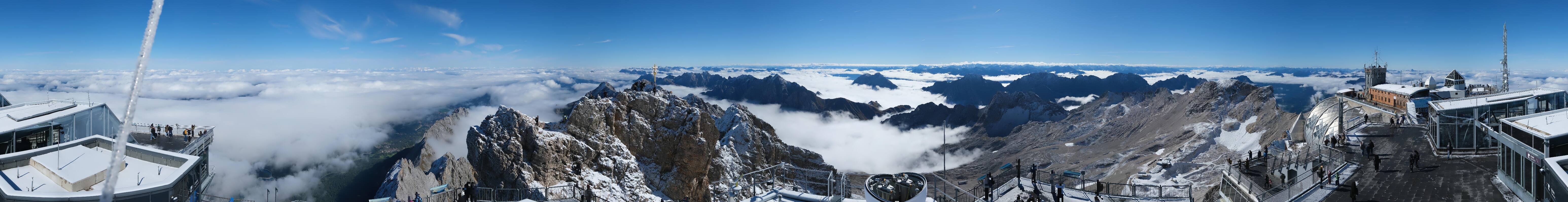 Archiv Foto Webcam Zugspitze: Panoramablick vom Gipfel