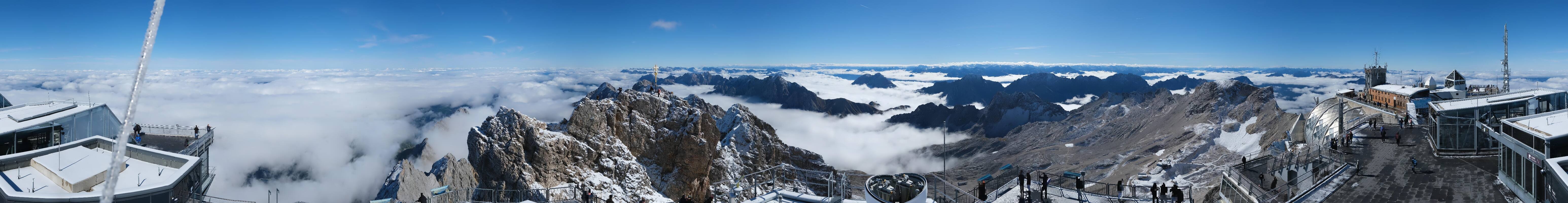 Archiv Foto Webcam Zugspitze: Panoramablick vom Gipfel