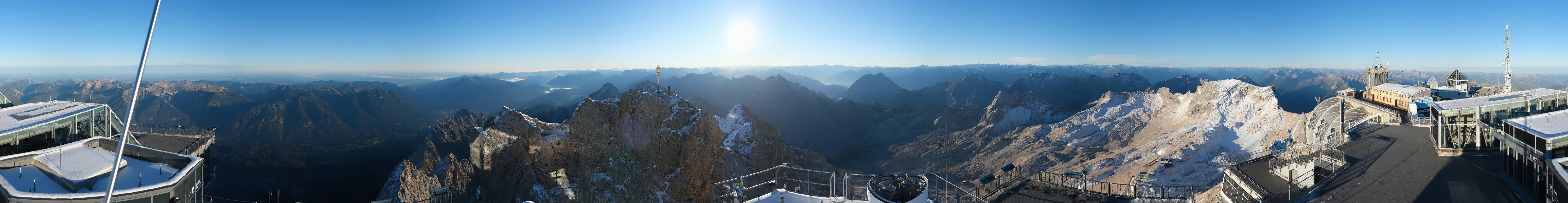 Archiv Foto Webcam Zugspitze: Panoramablick vom Gipfel