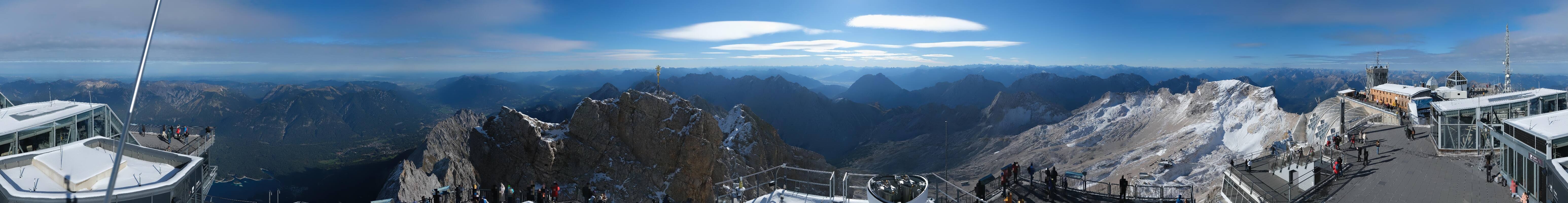 Archiv Foto Webcam Zugspitze: Panoramablick vom Gipfel