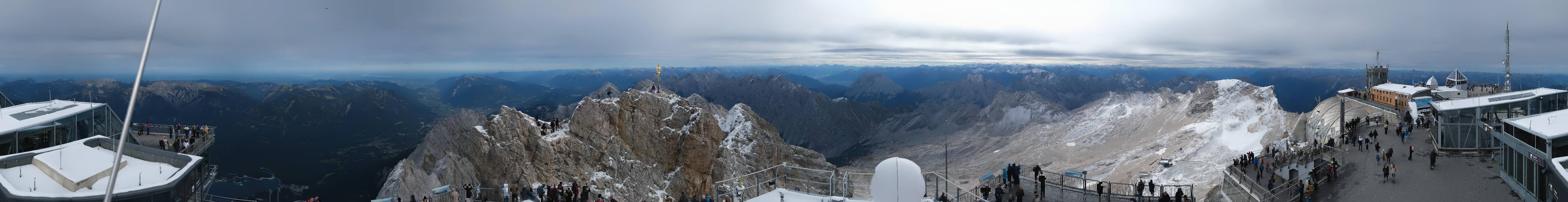 Archiv Foto Webcam Zugspitze: Panoramablick vom Gipfel