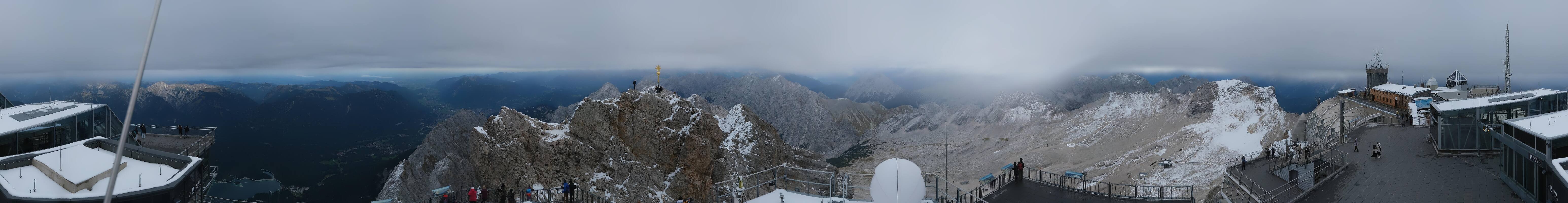 Archiv Foto Webcam Zugspitze: Panoramablick vom Gipfel
