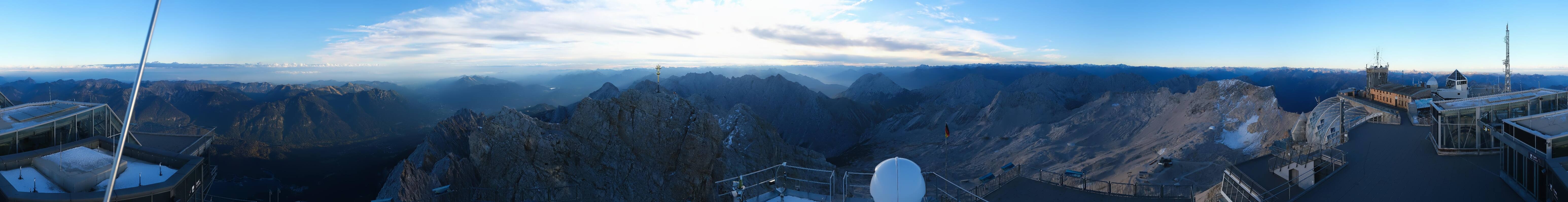 Archiv Foto Webcam Zugspitze: Panoramablick vom Gipfel
