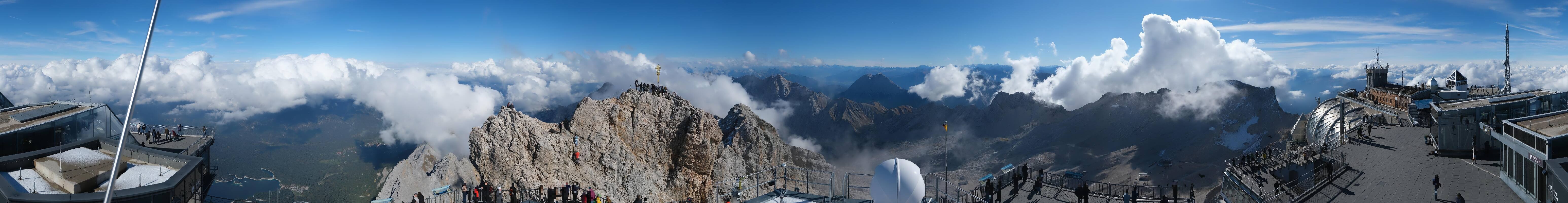 Archiv Foto Webcam Zugspitze: Panoramablick vom Gipfel