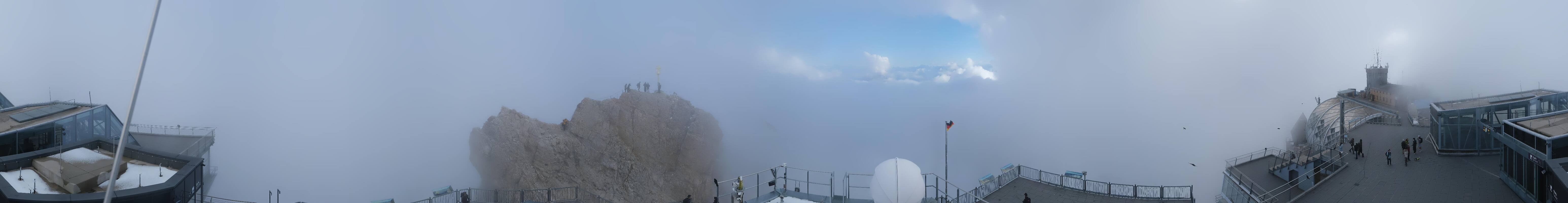 Archiv Foto Webcam Zugspitze: Panoramablick vom Gipfel