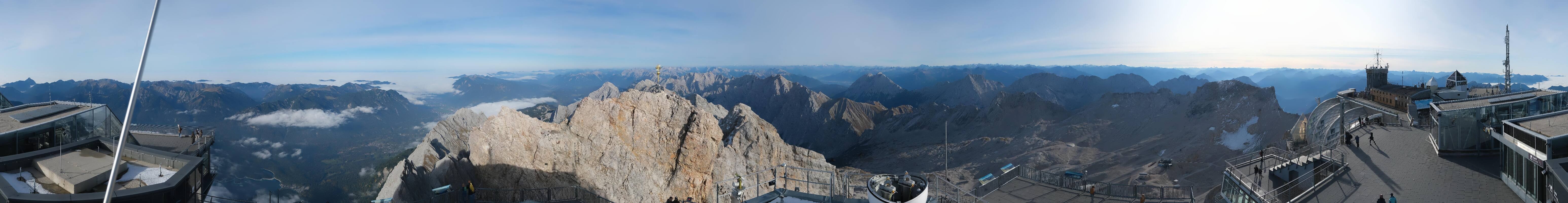 Archiv Foto Webcam Zugspitze: Panoramablick vom Gipfel