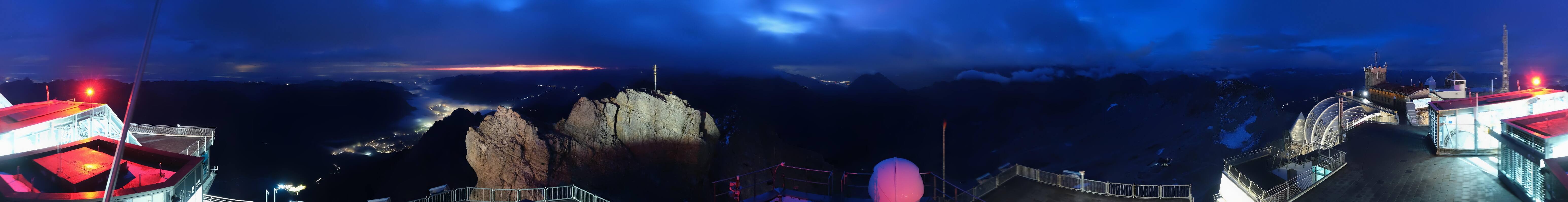 Archiv Foto Webcam Zugspitze: Panoramablick vom Gipfel