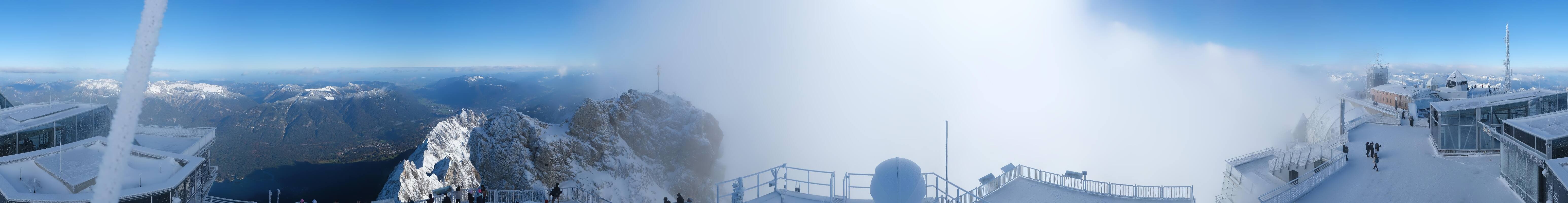 Archiv Foto Webcam Zugspitze: Panoramablick vom Gipfel