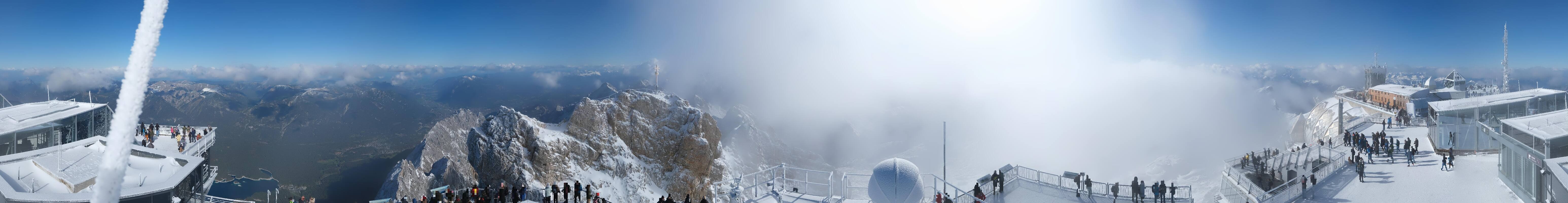 Archiv Foto Webcam Zugspitze: Panoramablick vom Gipfel