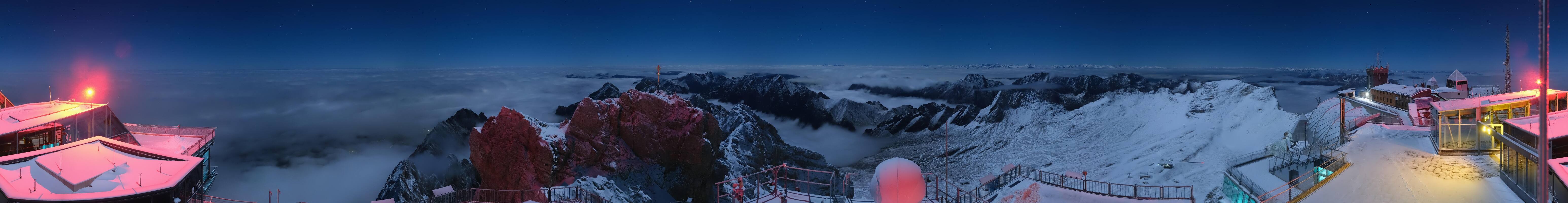 Archiv Foto Webcam Zugspitze: Panoramablick vom Gipfel