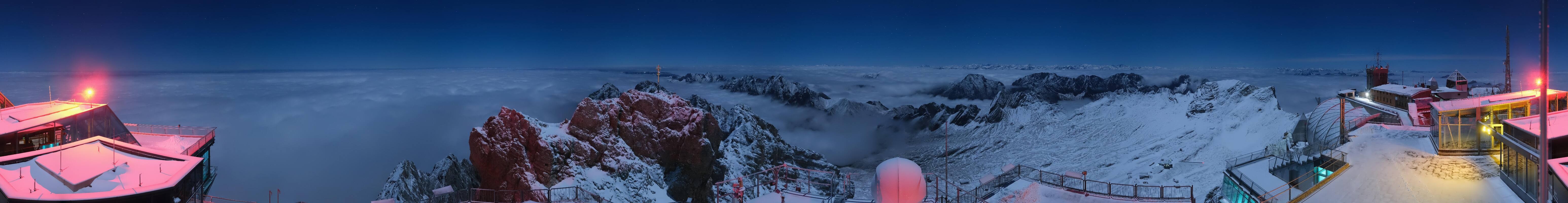 Archiv Foto Webcam Zugspitze: Panoramablick vom Gipfel