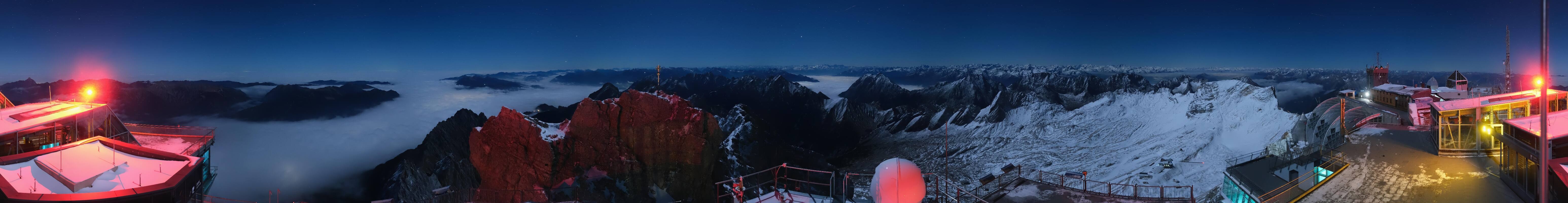 Archiv Foto Webcam Zugspitze: Panoramablick vom Gipfel