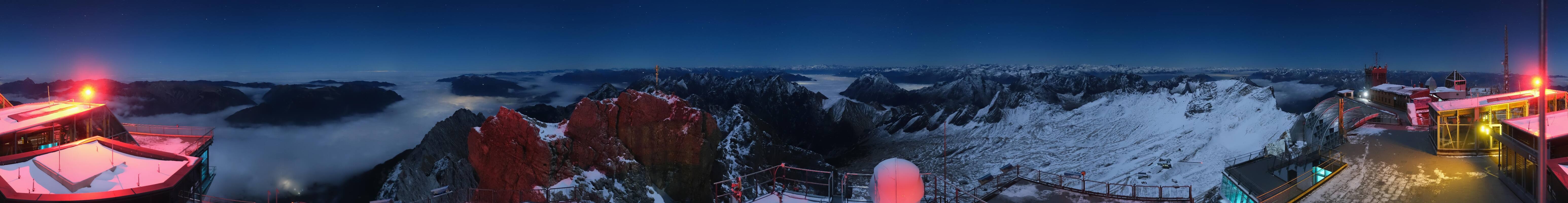 Archiv Foto Webcam Zugspitze: Panoramablick vom Gipfel
