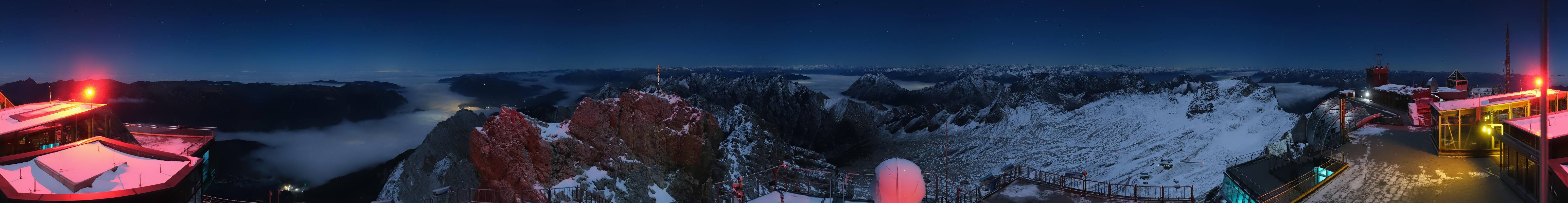 Archiv Foto Webcam Zugspitze: Panoramablick vom Gipfel