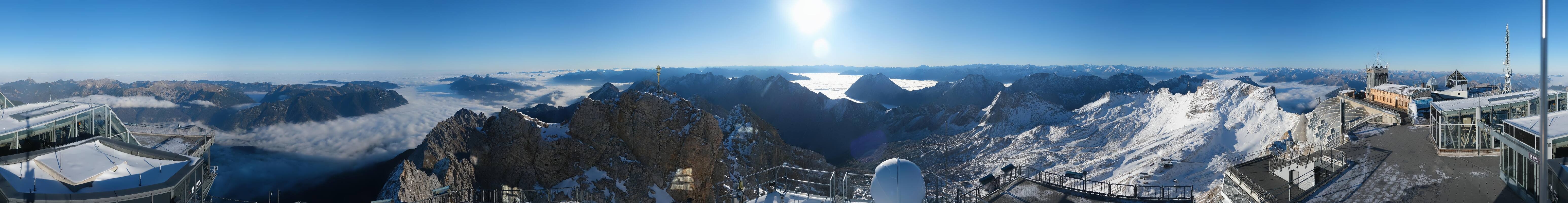 Archiv Foto Webcam Zugspitze: Panoramablick vom Gipfel