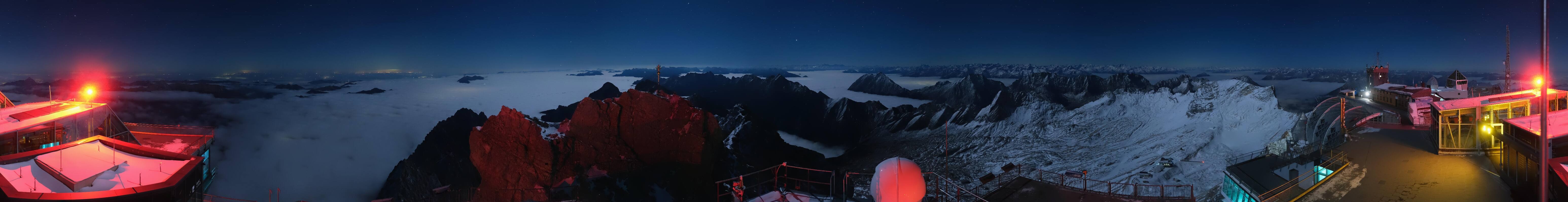 Archiv Foto Webcam Zugspitze: Panoramablick vom Gipfel