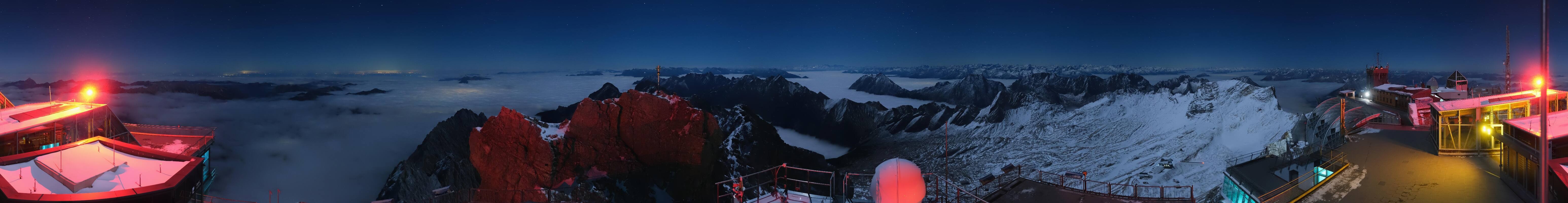 Archiv Foto Webcam Zugspitze: Panoramablick vom Gipfel