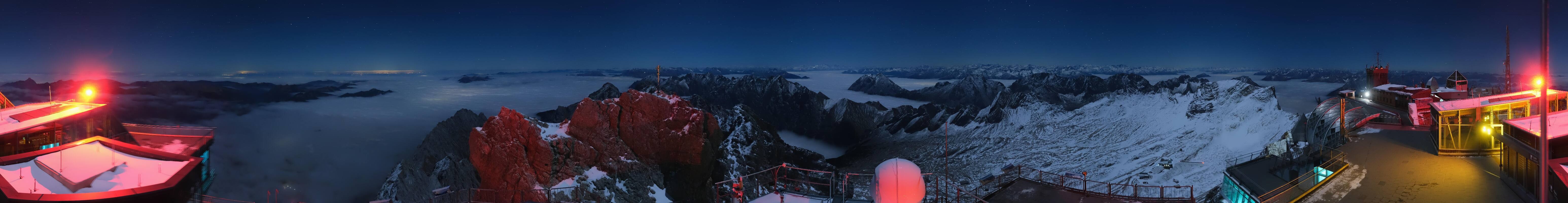Archiv Foto Webcam Zugspitze: Panoramablick vom Gipfel