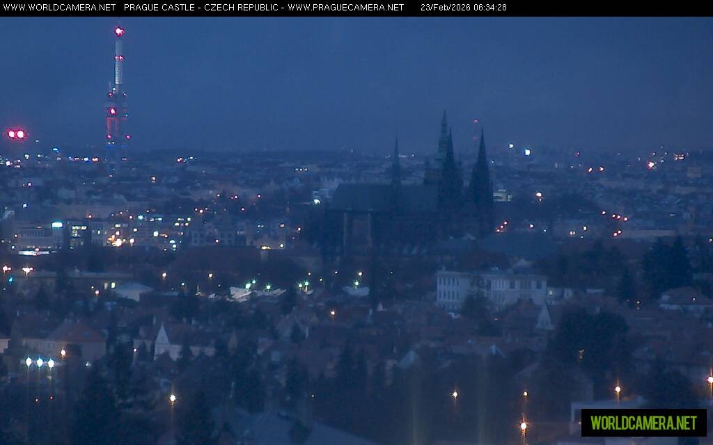Archived image Webcam View of Prague Castle and St. Vitus Cathedral