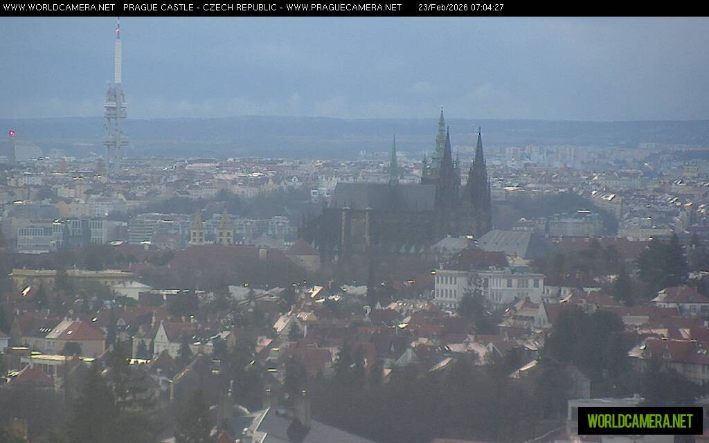 Archived image Webcam View of Prague Castle and St. Vitus Cathedral
