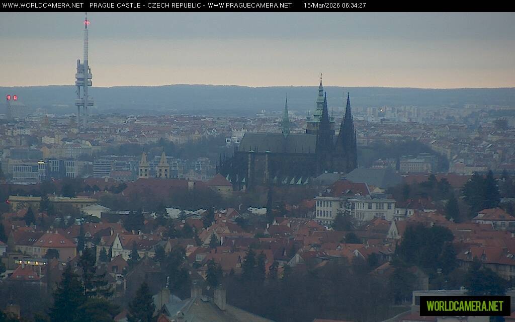 Archived image Webcam View of Prague Castle and St. Vitus Cathedral