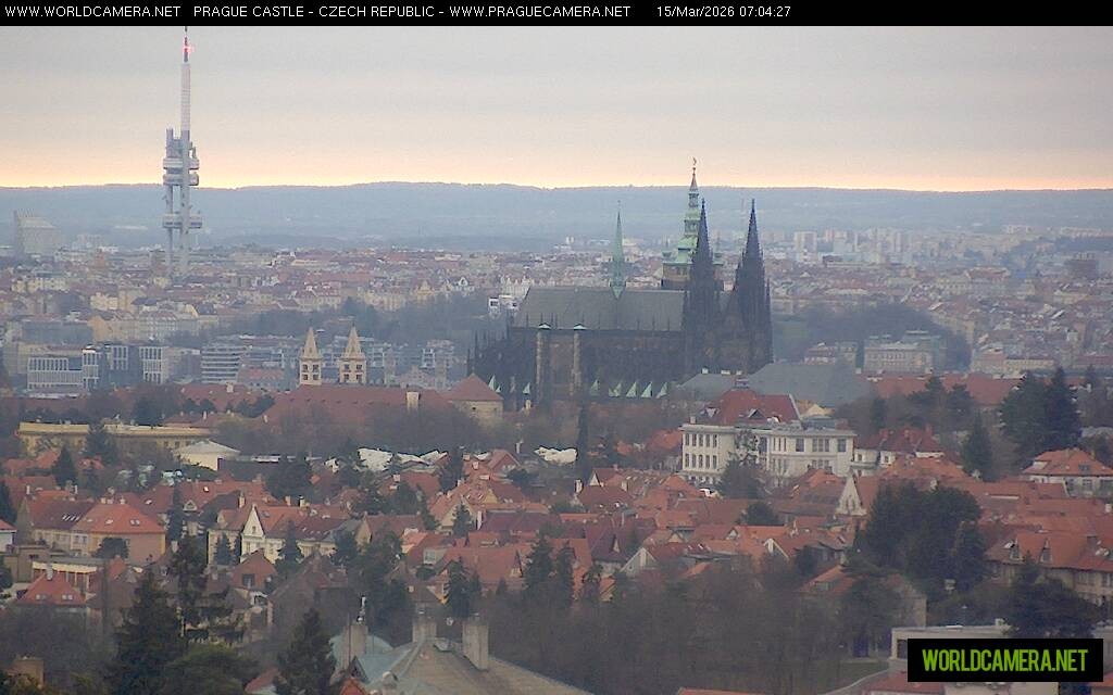 Archived image Webcam View of Prague Castle and St. Vitus Cathedral