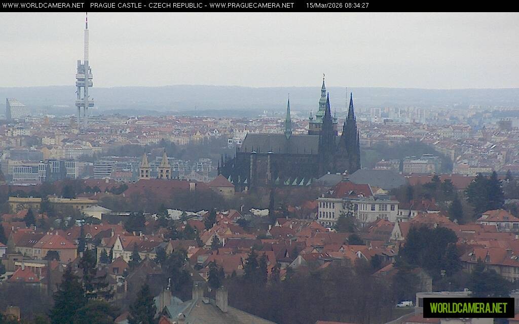 Archived image Webcam View of Prague Castle and St. Vitus Cathedral