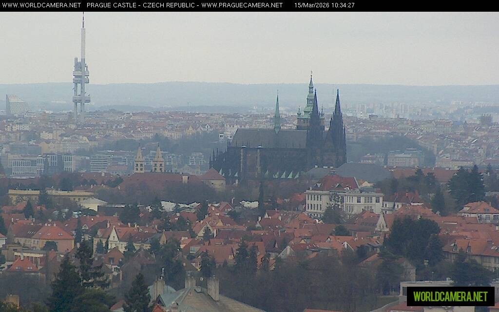 Archived image Webcam View of Prague Castle and St. Vitus Cathedral