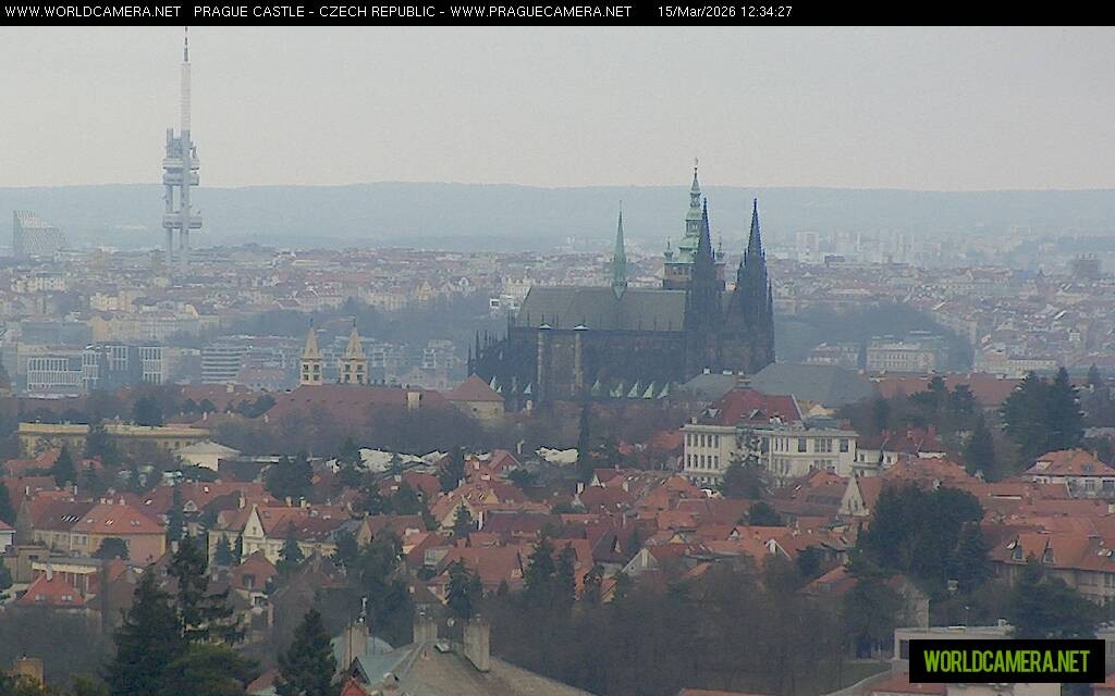 Archived image Webcam View of Prague Castle and St. Vitus Cathedral
