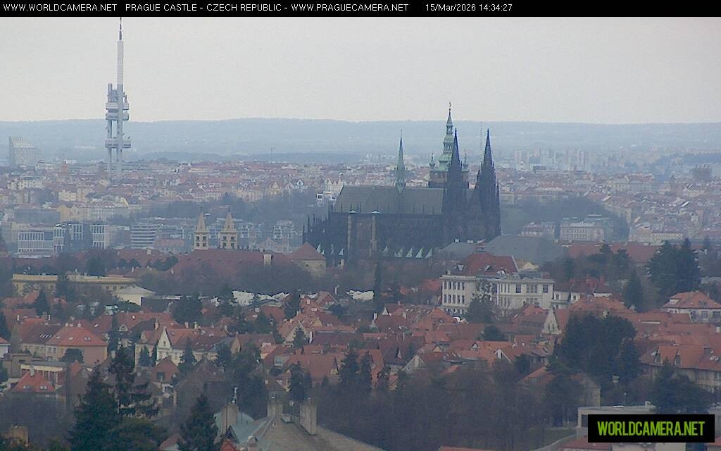 Archived image Webcam View of Prague Castle and St. Vitus Cathedral