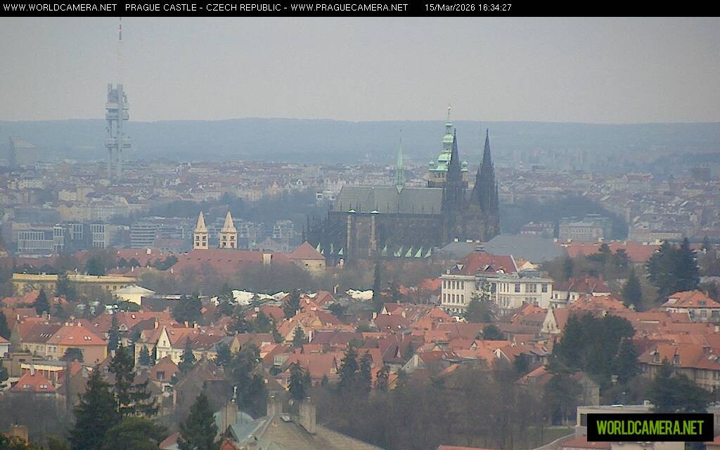 Archived image Webcam View of Prague Castle and St. Vitus Cathedral