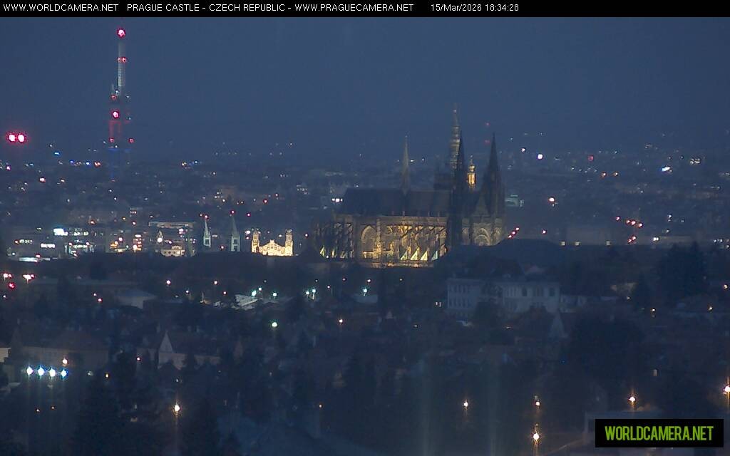 Archived image Webcam View of Prague Castle and St. Vitus Cathedral