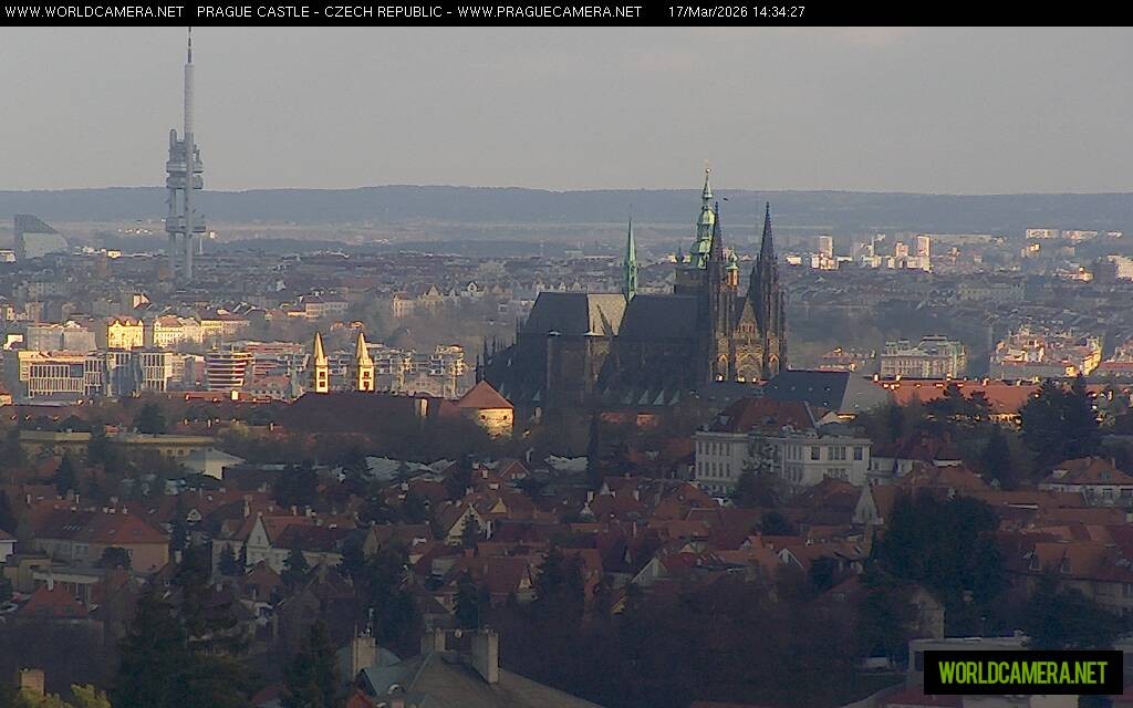 Archived image Webcam View of Prague Castle and St. Vitus Cathedral