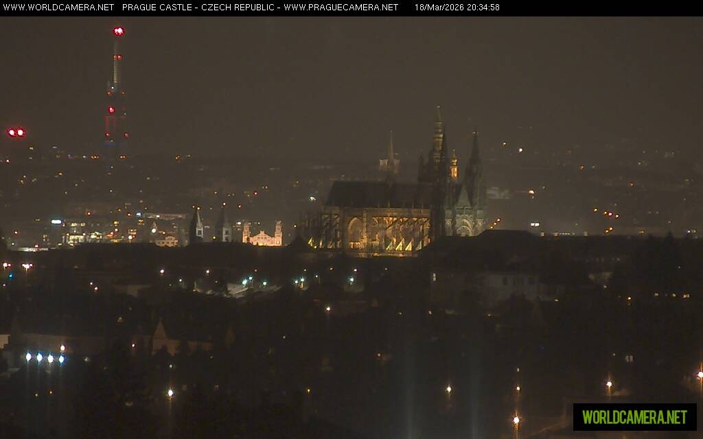 Archived image Webcam View of Prague Castle and St. Vitus Cathedral