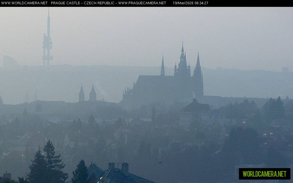 Archived image Webcam View of Prague Castle and St. Vitus Cathedral