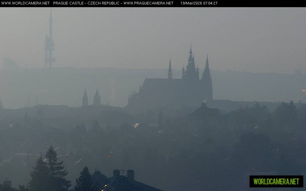 Archived image Webcam View of Prague Castle and St. Vitus Cathedral